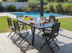 Table Agra 150/200/250 cm, plateau Verre