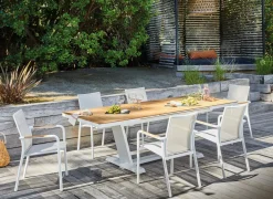 Table Amber 180/240 cm, plateau à lames teck FSC®