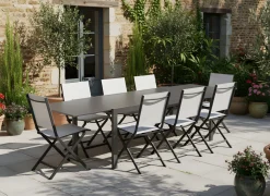Table Eloïse 135/270 cm, plateau verre
