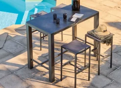 Table haute Chanéo, plateau céramique