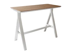 Table haute Leather, plateau teck FSC®