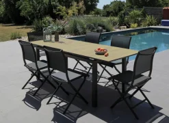 Table Hivaoa 180/240cm, plateau à lames HPL