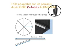 Toile pour parasol droit Alu ø 300/8 cm