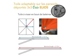 Toile Sunbrella® pour parasol déporté 3 x 3m Elios