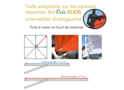 Toile Sunbrella® pour parasol déporté 3 x 3m Elios Orientable